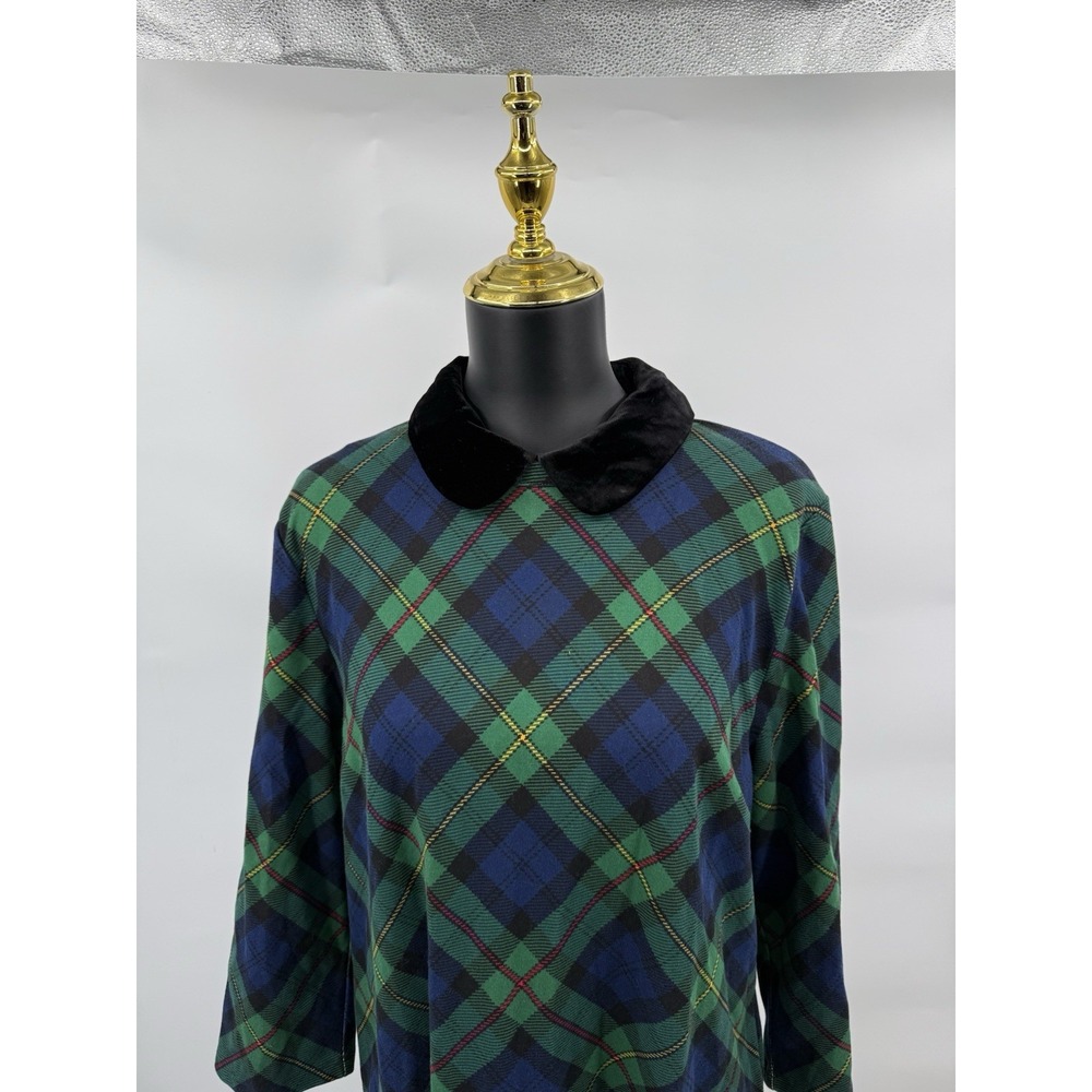 NWT Talbots A Line Dress Women XL Green Plaid - Picture 3 of 10